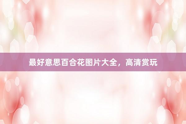 最好意思百合花图片大全，高清赏玩